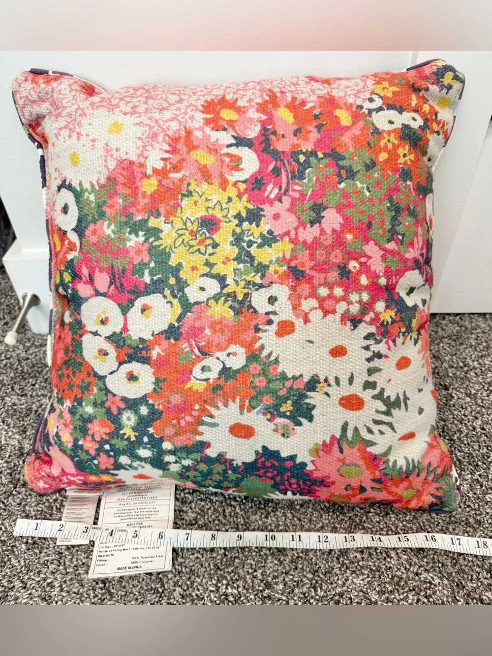 Anthropologie Floral Throw Pillow 18x18 Poppy Daisy  Sarah Campbell
